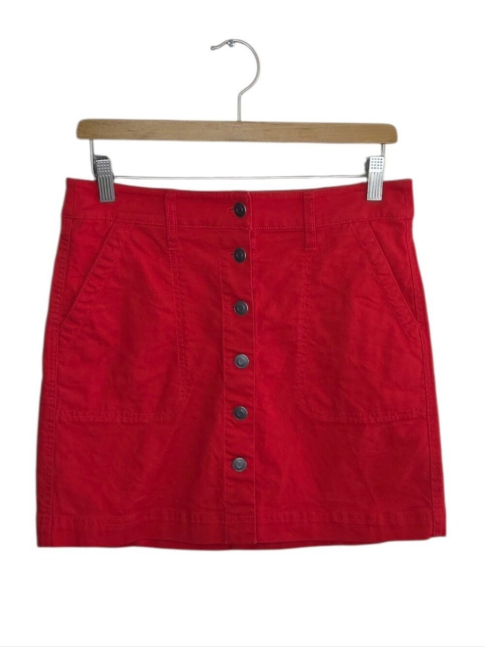 J. Crew Mercantile Red Button Front Mini Skirt Size 0